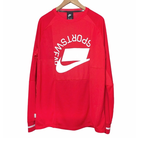 Nike Sportswear Blocked Logo Long Sleeve Jersey Red Men’s Size M NSW AR1960-696 - Picture 12 of 16